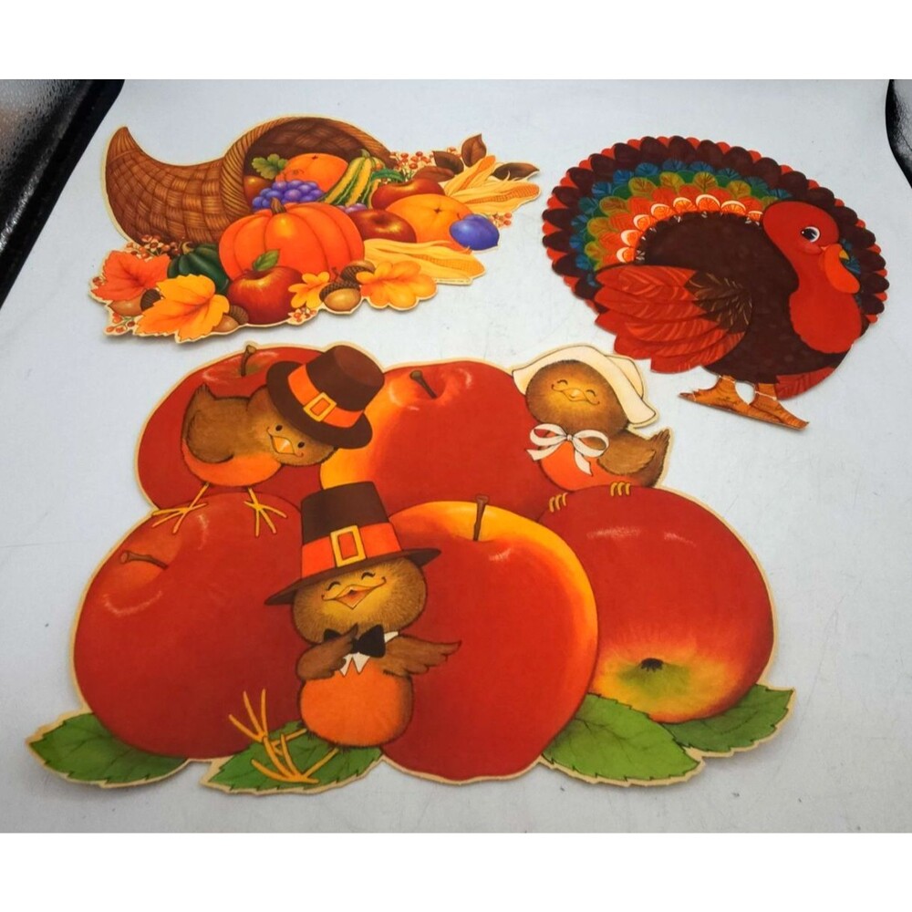 Vintage Thanksgiving Die Cut Decorations Lot of 3 Fall